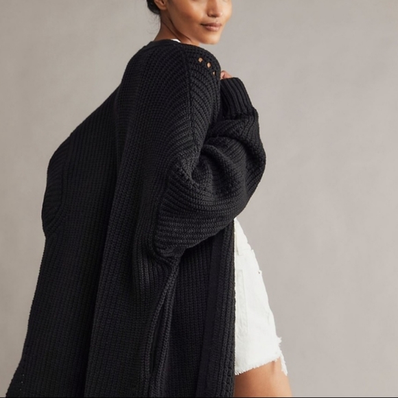 Free People Nightingale Cardi Open Front Oversized Slouchy Fit Black Sm & Lg NWT - Picture 9 of 15